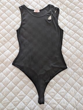 LIKE NEW Pink Lily Bodysuit, Black, Crossover Detail, Size medium